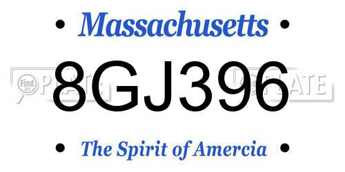 8GJ396 Massachusetts License Plate
