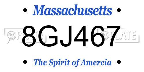 8GJ467 Massachusetts License Plate