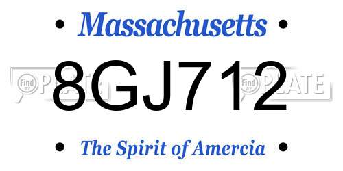 8GJ712 Massachusetts License Plate