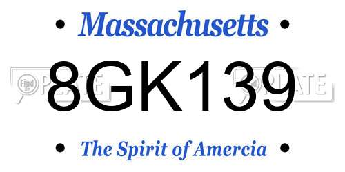 8GK139 Massachusetts License Plate