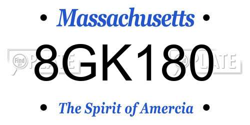 8GK180 Massachusetts License Plate