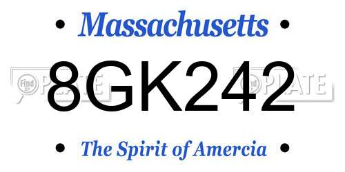 8GK242 Massachusetts License Plate