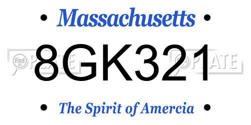 8GK321 Massachusetts License Plate
