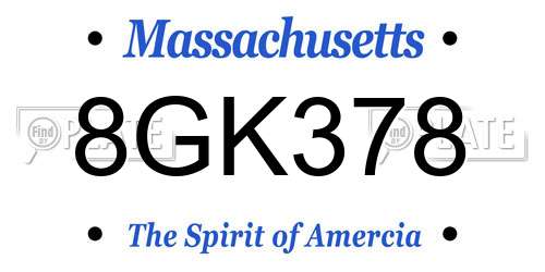 8GK378 Massachusetts License Plate