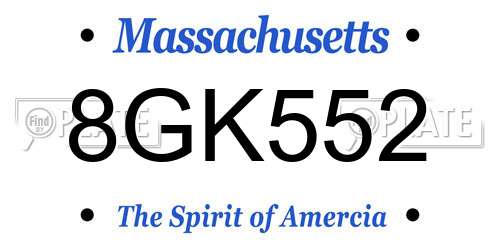8GK552 Massachusetts License Plate