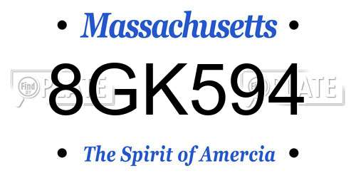 8GK594 Massachusetts License Plate