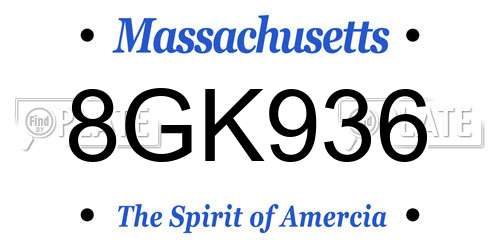 8GK936 Massachusetts License Plate