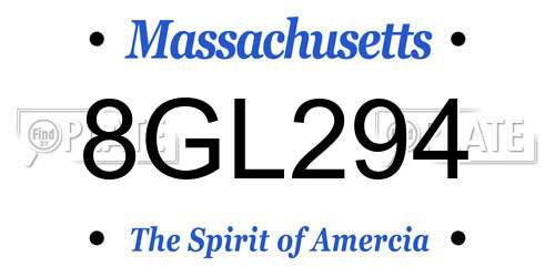 8GL294 Massachusetts License Plate