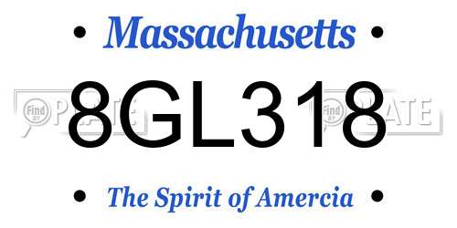 8GL318 Massachusetts License Plate