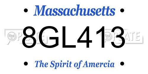 8GL413 Massachusetts License Plate