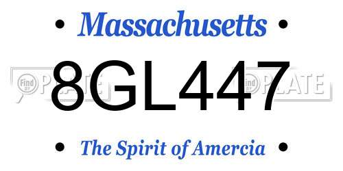 8GL447 Massachusetts License Plate