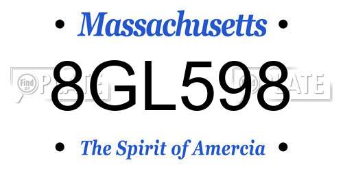 8GL598 Massachusetts License Plate