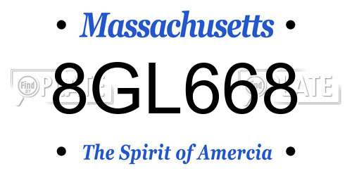 8GL668 Massachusetts License Plate