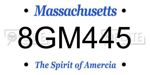 8GM445 Massachusetts License Plate
