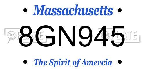 8GN945 Massachusetts License Plate