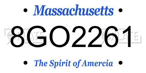 8GO2261 Massachusetts License Plate