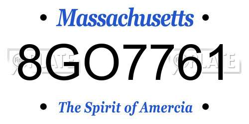 8GO7761 Massachusetts License Plate