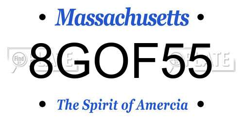 8GOF55 Massachusetts License Plate