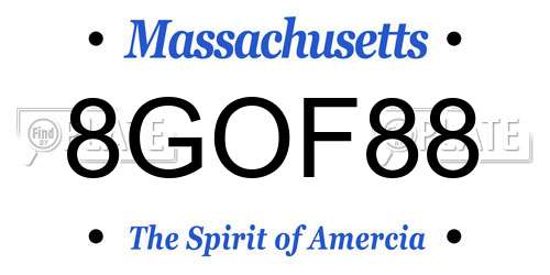 8GOF88 Massachusetts License Plate
