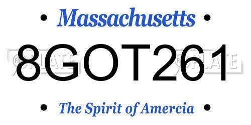 8GOT261 Massachusetts License Plate