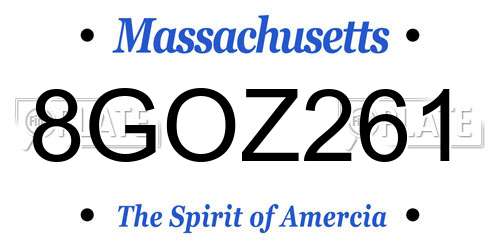 8GOZ261 Massachusetts License Plate