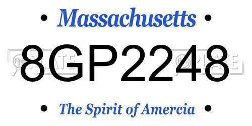 8GP2248 Massachusetts License Plate