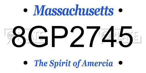8GP2745 Massachusetts License Plate
