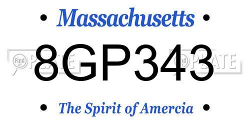 8GP343 Massachusetts License Plate