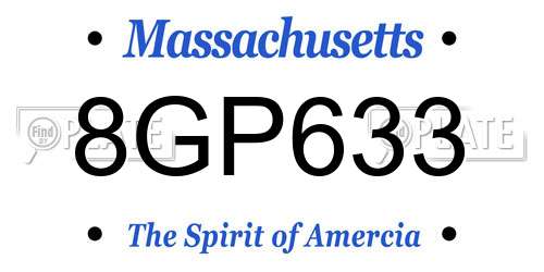 8GP633 Massachusetts License Plate