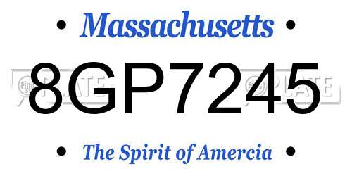 8GP7245 Massachusetts License Plate