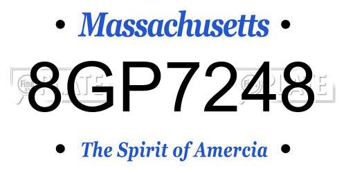 8GP7248 Massachusetts License Plate