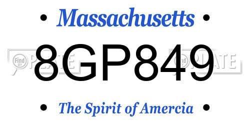 8GP849 Massachusetts License Plate