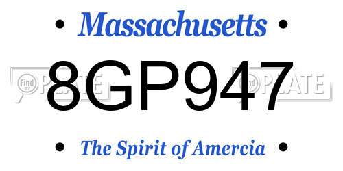 8GP947 Massachusetts License Plate