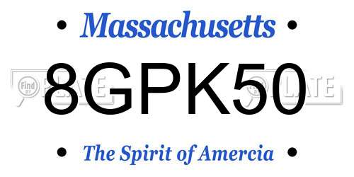 8GPK50 Massachusetts License Plate