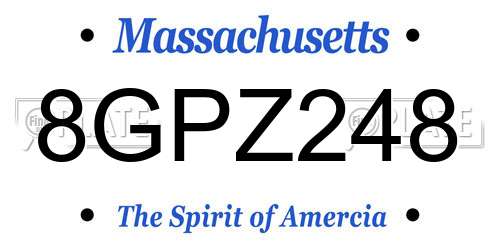 8GPZ248 Massachusetts License Plate