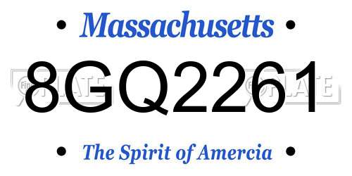 8GQ2261 Massachusetts License Plate