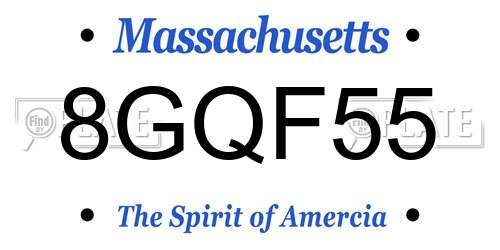 8GQF55 Massachusetts License Plate