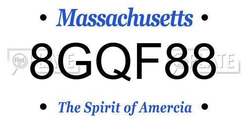 8GQF88 Massachusetts License Plate