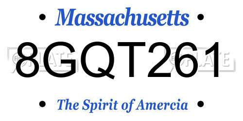 8GQT261 Massachusetts License Plate