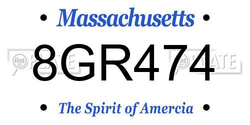 8GR474 Massachusetts License Plate