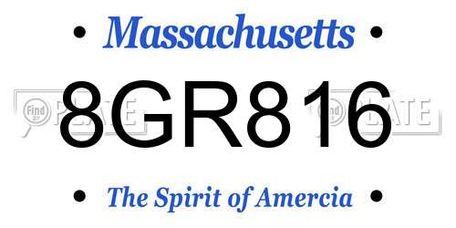 8GR816 Massachusetts License Plate