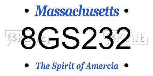 8GS232 Massachusetts License Plate