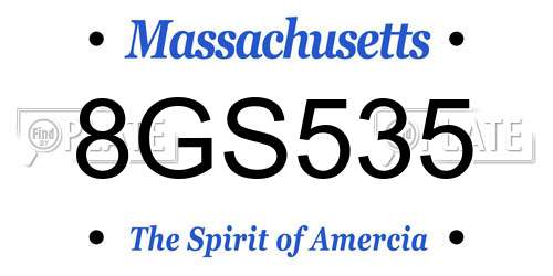 8GS535 Massachusetts License Plate