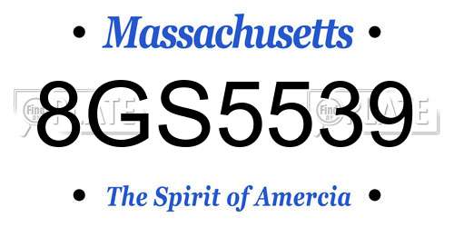8GS5539 Massachusetts License Plate