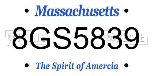 8GS5839 Massachusetts License Plate