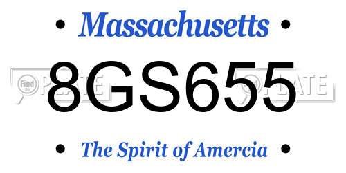 8GS655 Massachusetts License Plate