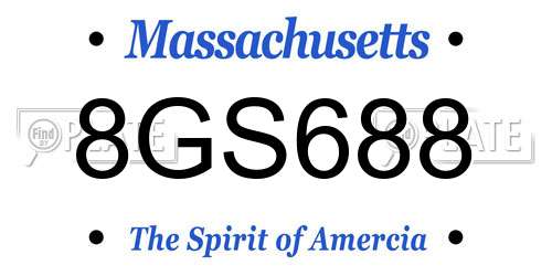 8GS688 Massachusetts License Plate