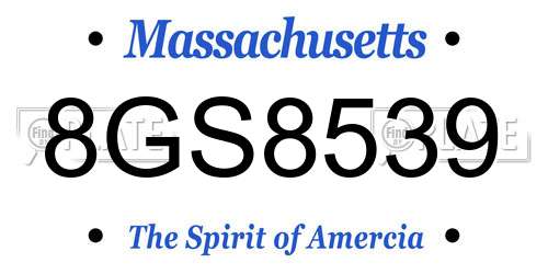 8GS8539 Massachusetts License Plate