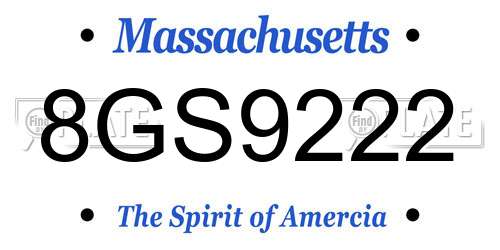 8GS9222 Massachusetts License Plate