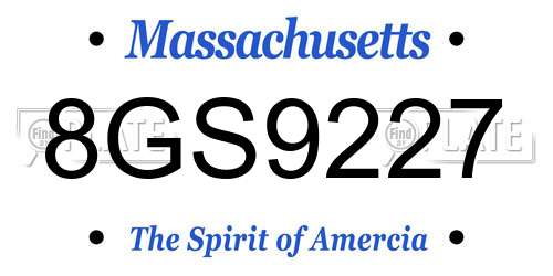 8GS9227 Massachusetts License Plate